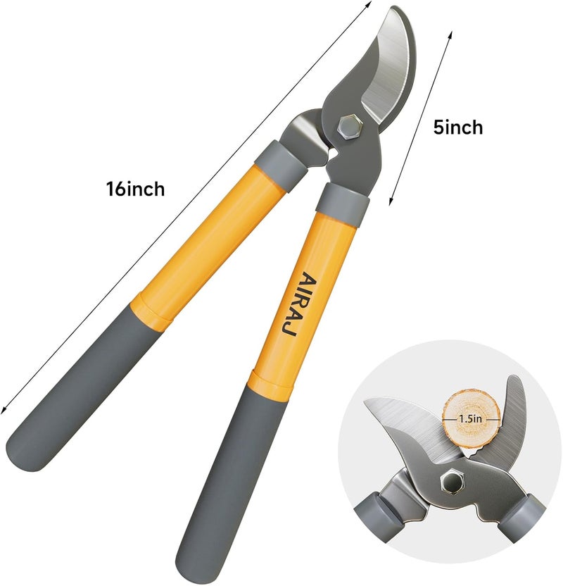 AIRAJ Bypass Loppers for Gardening | 16 Inch Garden Shears | SK5 High Carbon Steel Blade | Plants, Flowers and Tree Trimmer | Pruning Shears | Branch Cutter | Garden Loppers | Cutting 1.5” MAX - Image 2